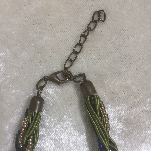 Green Pendant Necklace & Twisted Ribbon/Bead Chain - Picture 7 of 8